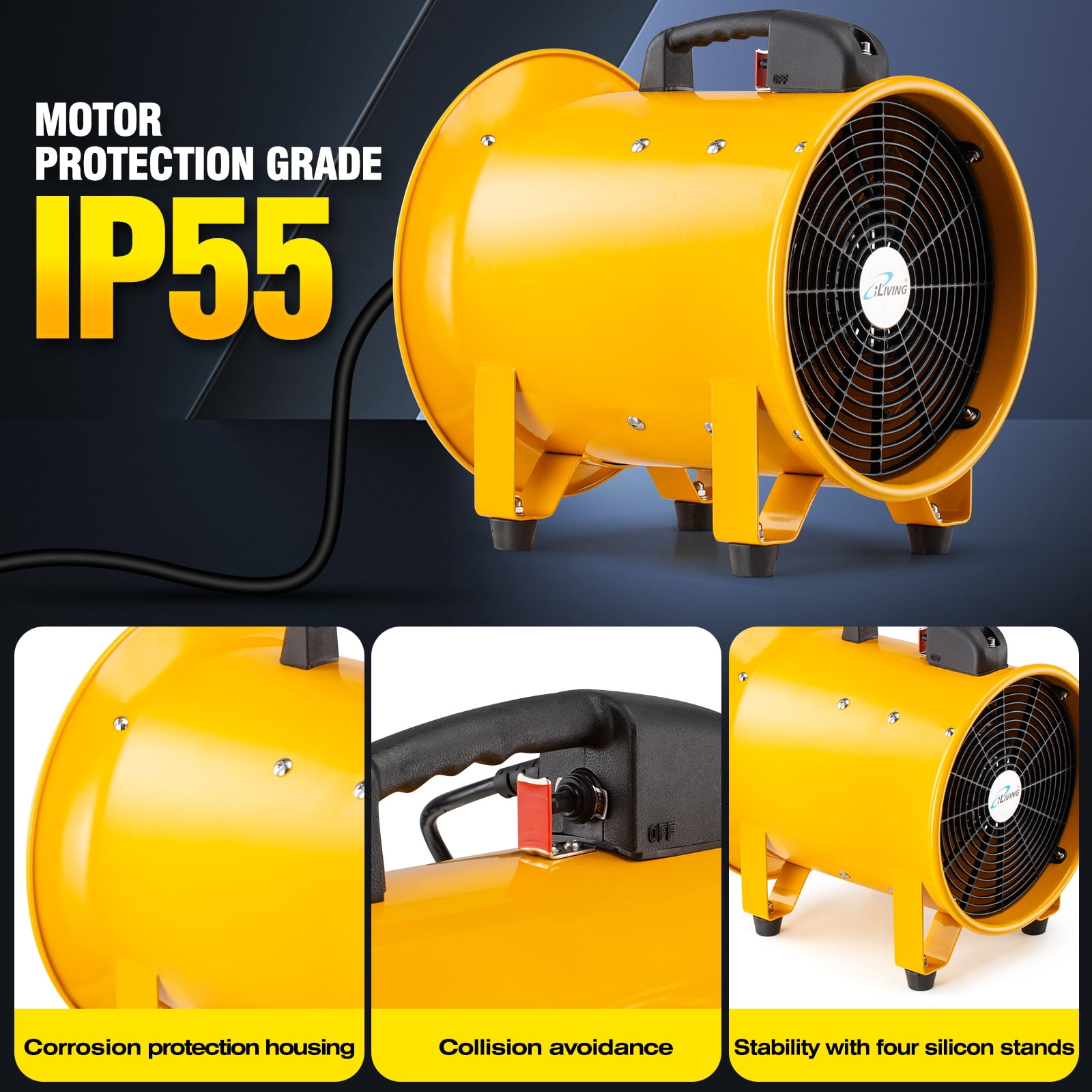 iLIVING 12 inch Utility Blower Exhaust Warehouse Ventilator Fan, 550W, 3450RPM