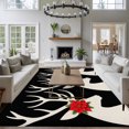 thumbnail image 4 of Christmas Poinsettia Elk 5'x7' Area Rug, Black Winter Xmas Holiday Washable Non-Slip Soft Rugs, Low-Pile Large Carpet for Living Room Bedroom Dining Room, Non-Shedding Accent Rug, 4 of 9