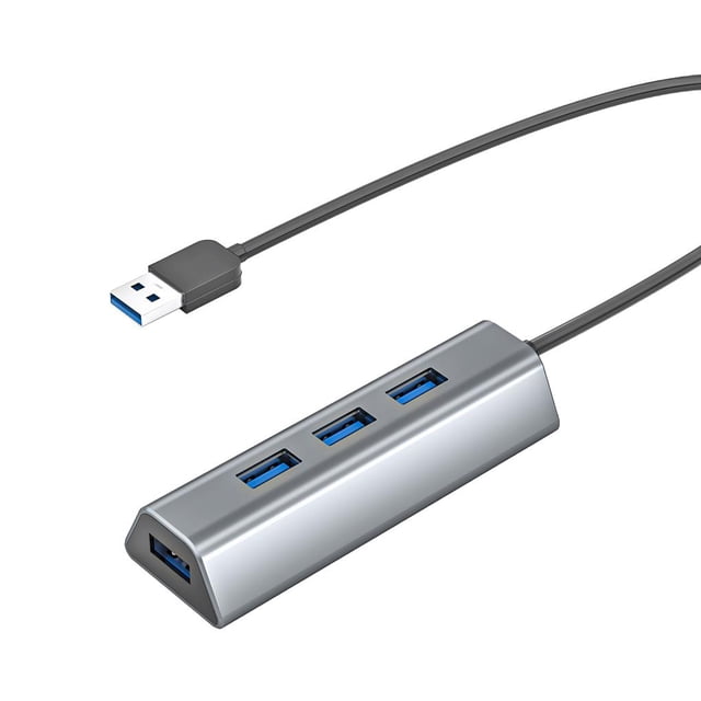 Sidaley HUB USB Converter 4 en 1 Adaptador de expansión USB 3.0 Aleación de aluminio portátil Convertidor HUB de alta velocidad con indicador de luz Juegos de teclado y mouse para computadora