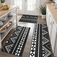 thumbnail image 2 of Black Geometric Striped Pattern with Hearts Kitchen Rugs Sets Of 3,Kitchen Runner Rugs Non Skid Washable,Decorative Kitchen Floor Mats for Kitchen,Sink,Laundry,17"x30"+ 17"x47" + 17"x59", 2 of 6