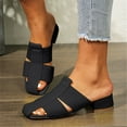 thumbnail image 2 of Fashion Summer Women Sandals Medium Heel Chunky Heel Solid Color Open Toe Casual Womens Wedding Sandals Low Heel Black Women Sandal, 2 of 6