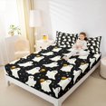thumbnail image 3 of Feelyou Halloween Ghost Flower Bed Sheets, Cute Polka Dot Full Size Sheets, 4-Piece, 1 Flat Sheet, 1 Fitted Sheet and 2 Pillowcases, 3 of 5