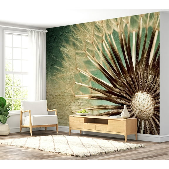 Tiptophomedecor Botanical Wallpaper Wall Mural - Retro Dandelion