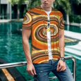 thumbnail image 6 of Zufioo Colorful Swirl Print Men's Baseball Short Sleeve, Moisture Wicking Button-Down Hip Hop Tee-4X-Large, 6 of 7