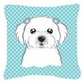 thumbnail image 2 of Carolines Treasures Checkerboard Pink Maltese Canvas Fabric Decorative Pillow 18H x18W multicolor, 2 of 3