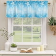 thumbnail image 2 of 2 Pack Valances for Window, Blue Ombre Coastal Short Curtains for Kitchen Bedroom Living Room, Sea Nautical Summer Beach Starfish Coral Rod Pocket Small Window Treatment Valance Drapes 42 x 18 Inch, 2 of 8