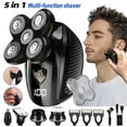 thumbnail image 2 of 5 in 1 Cordless Head Shavers for Men, Electric Razor for a Perfect Bald Wet/Dry Grooming Kit, Rechargeable 5D Rotary Shaver, Black, 2 of 10