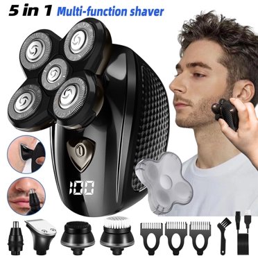 9D 5-in-1 Rotary Electric Shaver For Men – Cordless Bald Head Razor, Wet/Dry Use