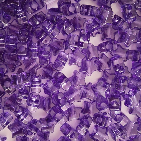 Star Beads Lt Amethyst Purple Transparent 13mm Pony Beads Large Hole Made in USA