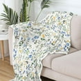 thumbnail image 4 of Spring Floral Throw - Blue & Yellow Watercolor Floral Blanket for Couch Sofa Camping, Farmhouse Cottagecore Flowers Bedding Decor, Soft Warm Flannel Throw for Women Girls, 50X60, 4 of 6