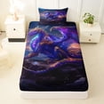 thumbnail image 3 of Feelyou Moon Stars Dragon Twin Sheet Sets for Boys, Glitter Magical Animal Bedding, Navy, 3 Pieces, 3 of 5