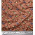 thumbnail image 1 of Soimoi Poly Georgette Fabric Leaves,Red Berries & Parrot Bird Print Sewing Fabric Yard 52 Inch Wide, 1 of 1