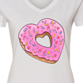 thumbnail image 4 of Inktastic Heart Shaped Donut with Pink Icing and Sprinkles Women's V-Neck T-Shirt, 4 of 5