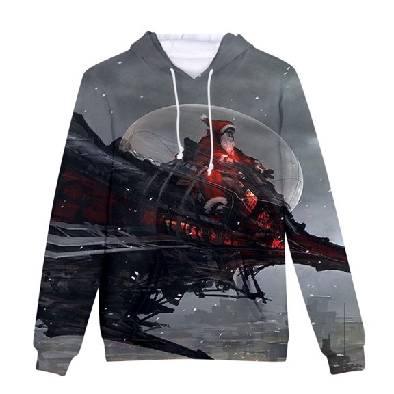 Fesfesfes Hooded Tops for Mens Casual Christmas Sweater Fleece Digital Printing Hooded Sweatershirt Sale Items