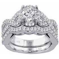 2.50 CT Round Cubic Zirconia Twisted Shank Women' Bridal Wedding Ring Set 14K White Gold Plated Sterling Silver Ring Size-6.5