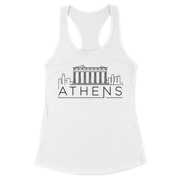 Skyline Athens Greece Tank Top Fitted Racerback Women's Large White