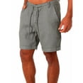 thumbnail image 3 of Sakmal Bermuda Mens Shorts Cotton Linen Knee Length Wide Leg Gray 9 Inch Solid Beach Mens Shorts M, 3 of 4