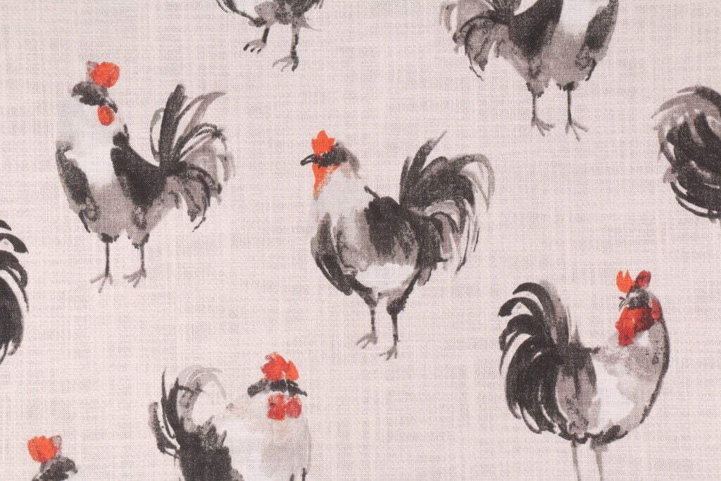 Richloom Rooster Printed Cotton duck fabric by the yard stock