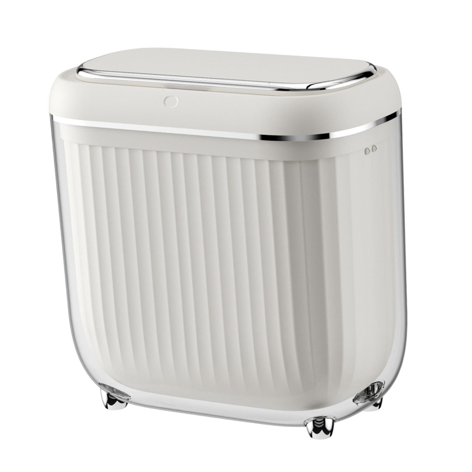 Baoblaze Automatic Trash Bin Narrow Trash Bin, Waterproof Sealed Lid Touchless Garbage Can Bathroom Trash Can for Laundry Home Kitchen White Argent