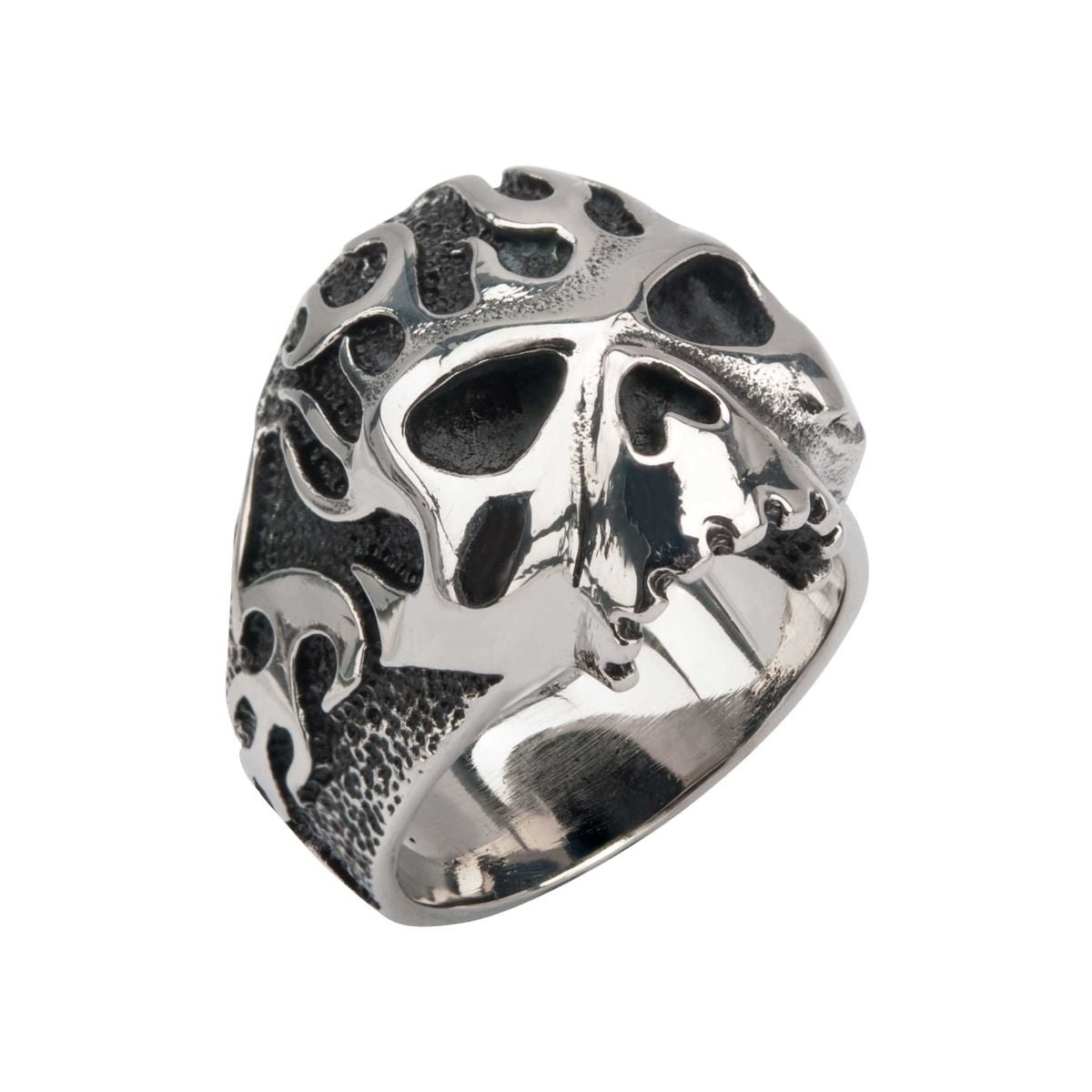 Inox Skull with Wire Side Stainless Steel Ring 