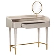 thumbnail image 3 of Penelope Taupe Vegan Leather Wrapped Vanity Desk, 3 of 9