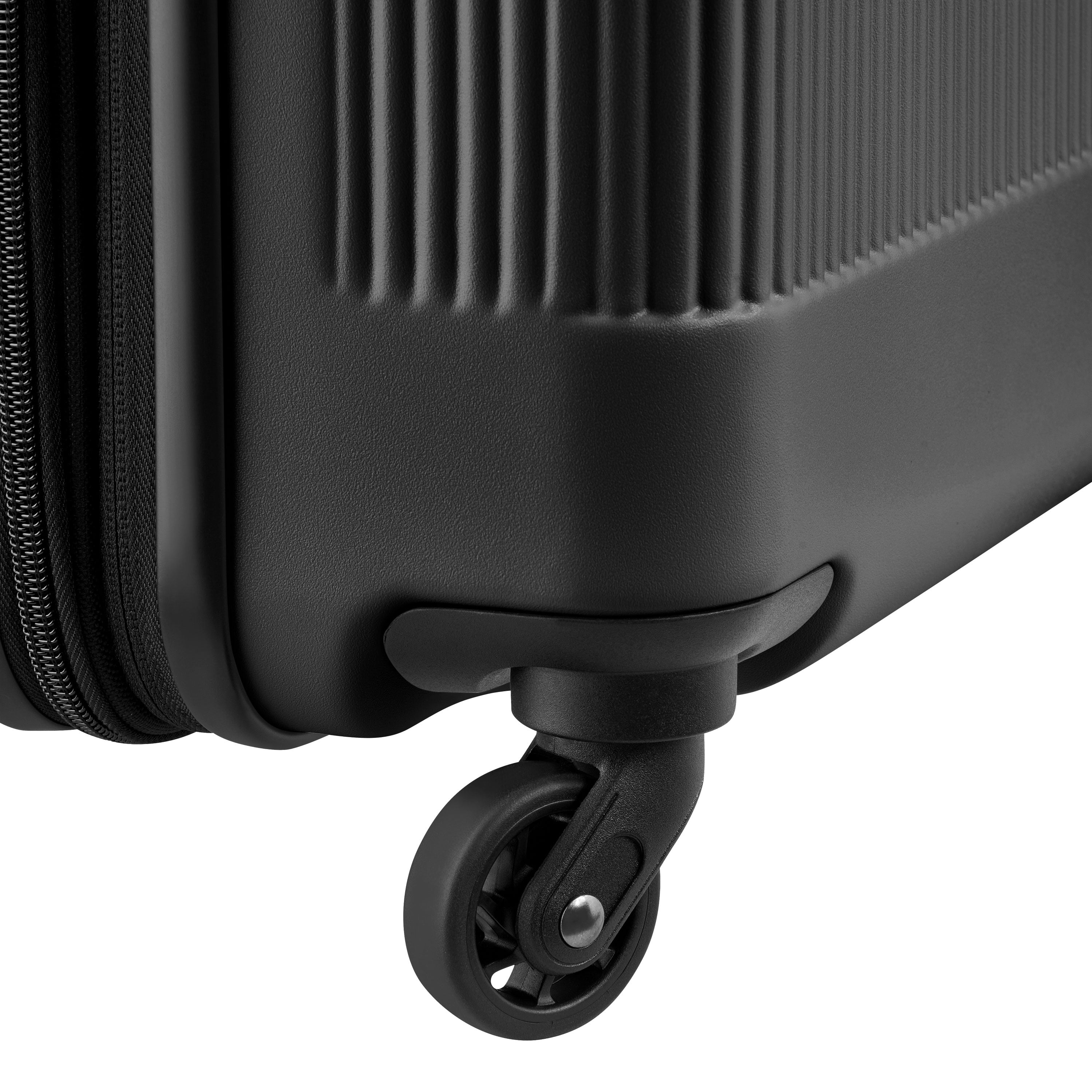 United Colors of Benetton and Delsey Paris Ribbed Hardside 20" Expandable Carry-on Spinner Luggage, Black