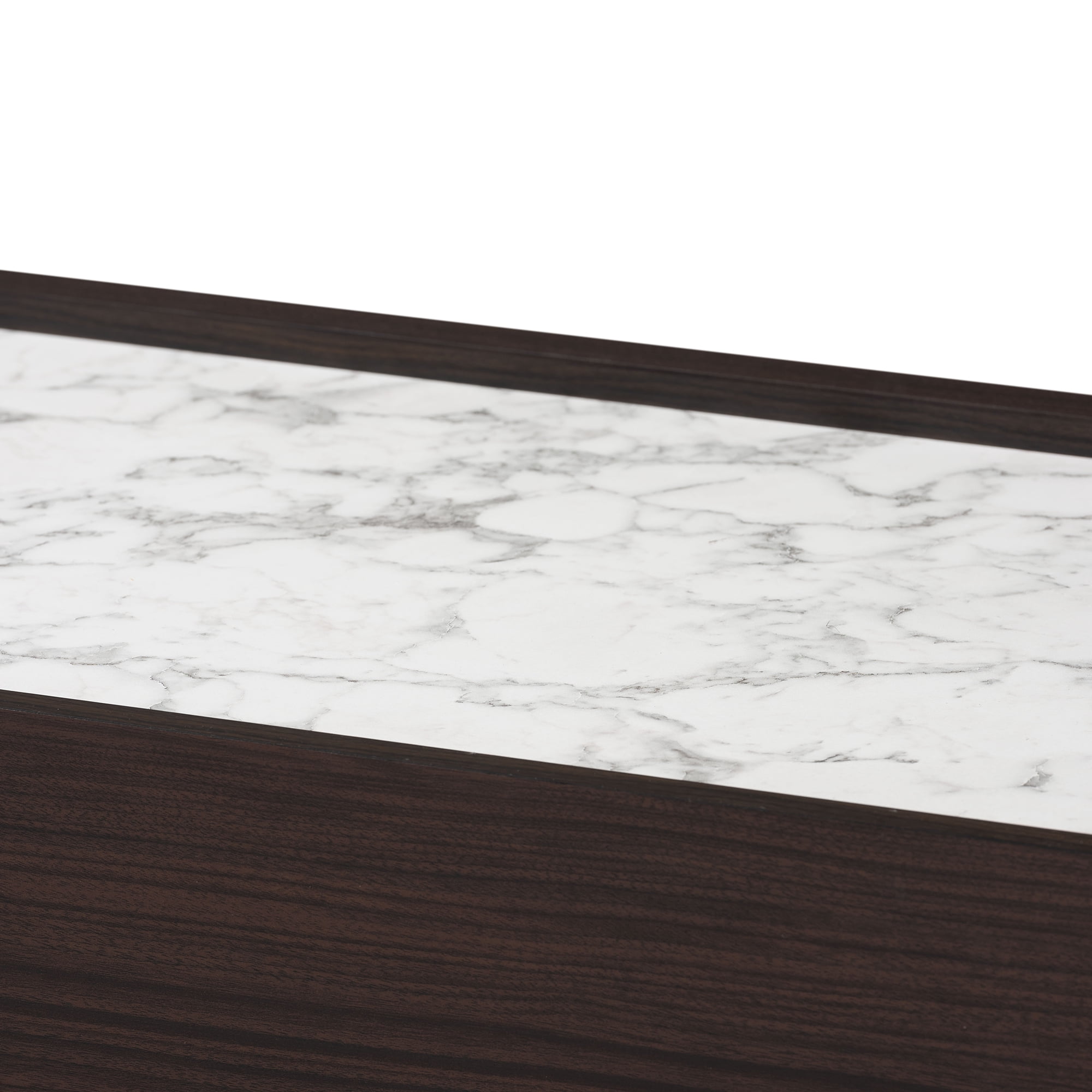 Baxton Studio Walker Modern and Contemporary Dark Brown and Gold Finished Wood TV Stand with Faux Marble Top