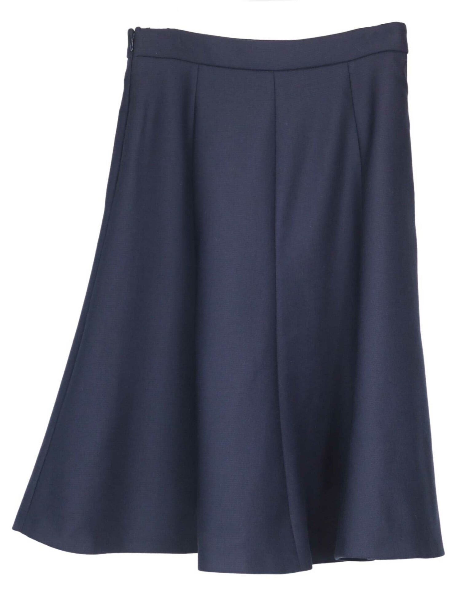 black wool flare skirt