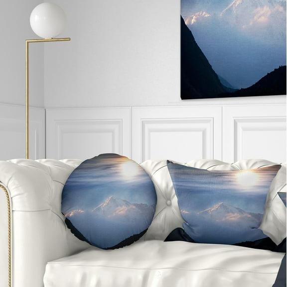 Designart 12" x 20" Blue Polyester Throw Pillow