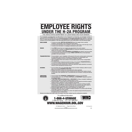 ComplyRight Employee Rights Under H-2A Program English Poster (E3202)