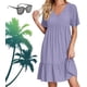 thumbnail image 1 of Ropa de mujer retro con cuello en V, vestido fluido de cintura informal suelto de color sólido para mujer, vestidos retro para mujer, 1 of 5