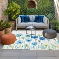 thumbnail image 2 of Blue Green Spring Floral Outdoor Rug for Patio/Deck/Porch, Non-Slip Large Area Rug 3 x 5 Ft, Watercolor Summer Botanical Indoor Outdoor Rugs Washable Area Rugs, Reversible Camping Rug Carpet Runner, 2 of 8