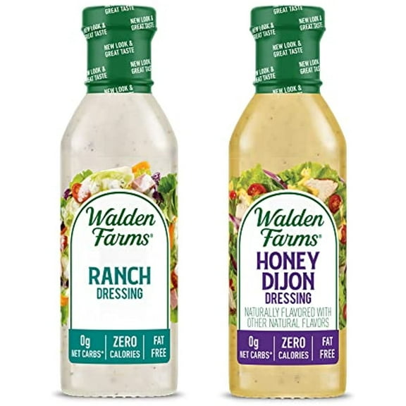 Walden Farms Calorie Free Dressing, Honey Dijon 12 Oz & Ranch Dressing 12 Oz (Pack Of 2)