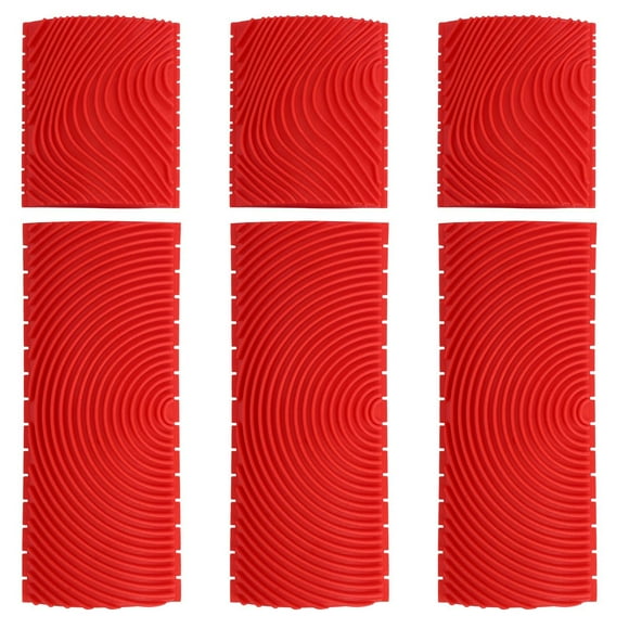 6PCS 3 Inch 6 Inch Imitation Wood Grain Paint Roller Brush Wall Painting Tool Sets Wall Texture Art Painting Tool Set,6 x Paint Brush (large and small),Red