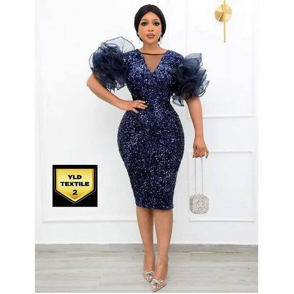 Sexy Elegant Women Sequin Long Sleeve Tassel Bodycon Midi Dress Party Evening for Teens| Adults | Women | Girls  Sparkly Sequin Spaghetti Strap Backless Ruffle Hem Cami Short Party Dresses Blue L