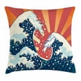 thumbnail image 1 of Japanese Wave Throw Pillow Cushion Cover, Japanese Painting Style Summer Seasonal Backdrop Surf Water Abstract Sunset, Decorative Square Accent Pillow Case, 16 X 16 Inches, Multicolor, by Ambesonne, 1 of 2