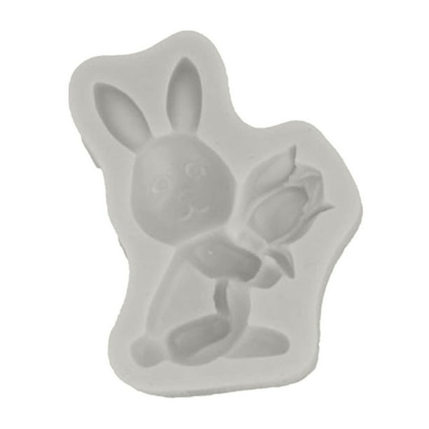Moldes de Pascua con forma de conejito gris, de silicona, para chocolate, fondant, pasteles, dulces, zanahorias, adornos para cupcakes, arcilla polimérica, jabón, cera, decoración.