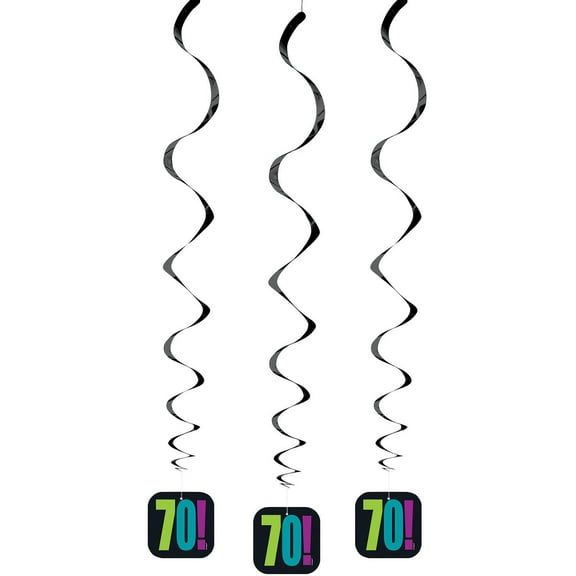 26" Hanging Birthday Cheer 70th Birthday Decorations, 3ct