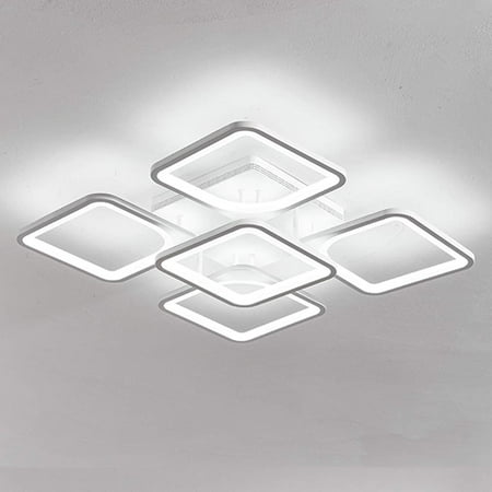 

YIGOU Modern Ceiling Light LED Chandelier Flush Mount Square Shape White Ceiling Light for Living Room Bedroom 60W/Cool White