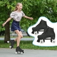 thumbnail image 3 of EONROACOO Roller Skates Double Row Leather Shiny Quad Skates for Girls Boys(Ripple Black, Women 7.5/Men 6.5), 3 of 10