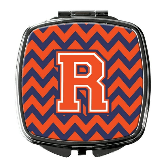 Letter R Chevron Orange and Blue Compact Mirror CJ1042-RSCM