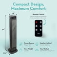 thumbnail image 3 of Good Housekeeping 30" Oscillating Ceramic Tower Space Heater with Remote, 3 of 9