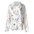 thumbnail image 6 of WTOBBY Women's Floral Print Button Down Long Sleeve Shirt, Classic Collar Casual Blouse Top with Soft Texture, Perfect for Spring Fall Office and Weekend,White XL, 6 of 6