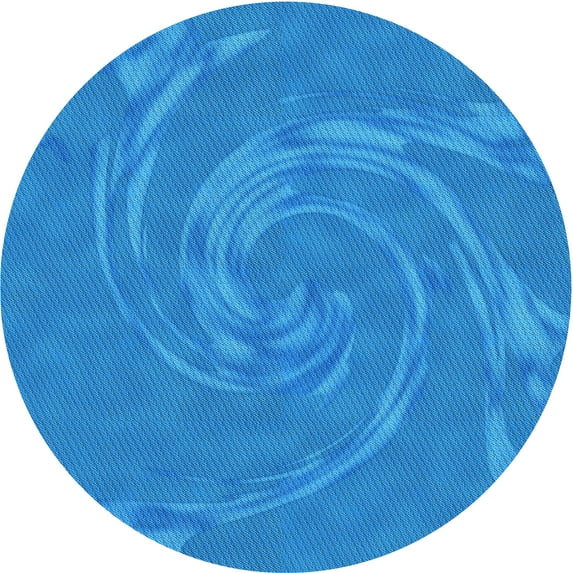 Ahgly Company Indoor Round Patterned Neon Blue Area Rugs, 7' Round