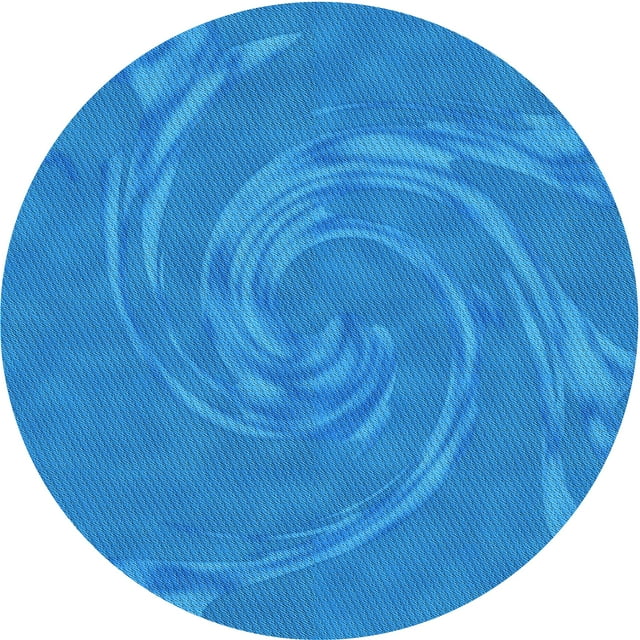 Ahgly Company Tapis d'Intérieur Rond Lavable en Machine Bleu Néon Transitionnel, 6 Pieds Rond