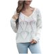 thumbnail image 2 of HongQid Women's V Neck Long Sleeve Pullover Sweater Lightweight Knit Sweaters Novelty Sweaters, 2 of 9