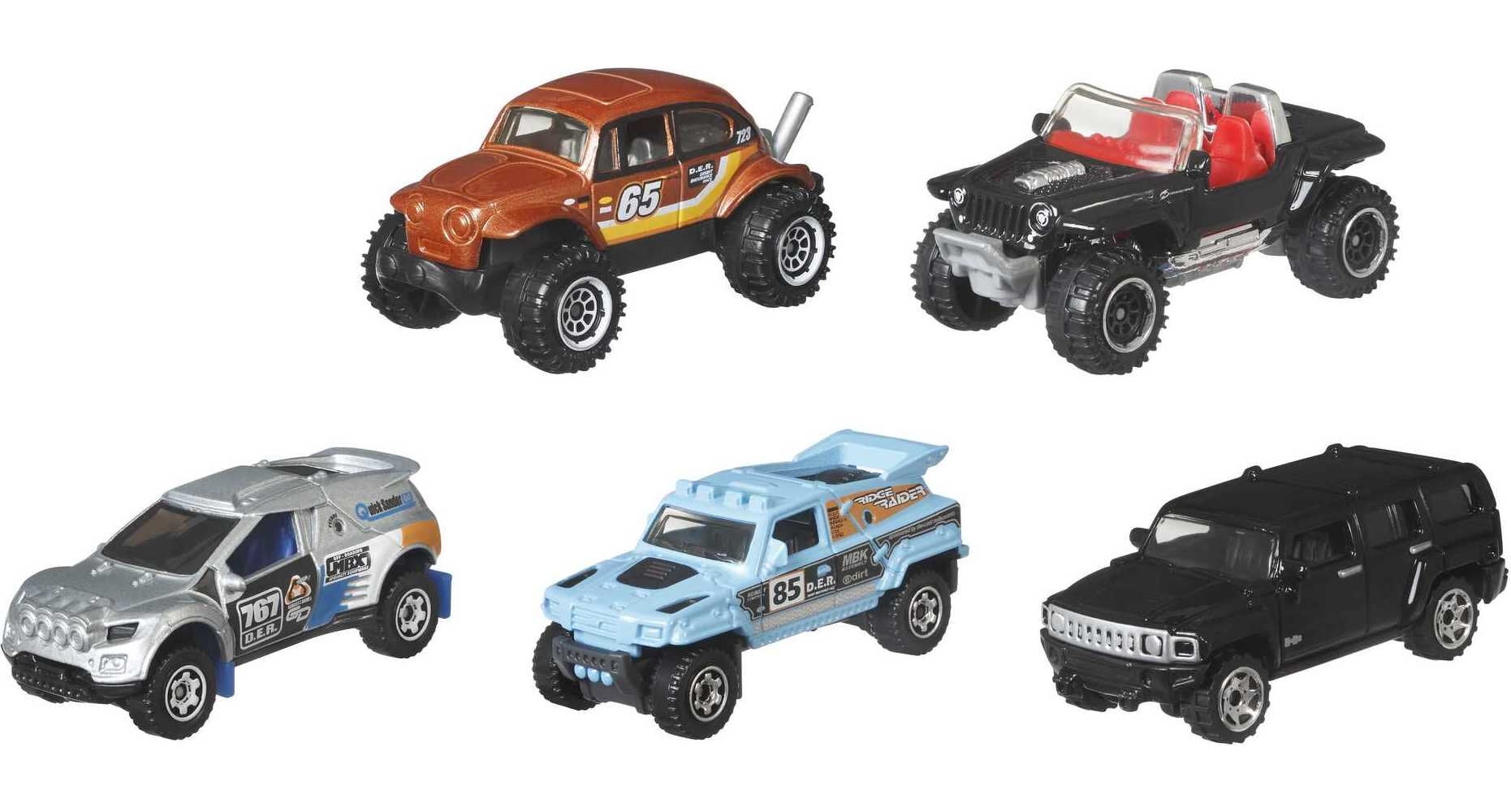 Matchbox Set of 5 Toy Cars, Trucks or Aircraft in 1:64 Scale (Styles May Vary)