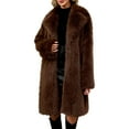 thumbnail image 3 of Women's Mid-Length Double Faced Plush Coat, Longline Fleece Outerwear, Oversized Open Front Jacket, Soft Winter Coat, Cozy Plush Topcoat, Fall and Winter Luxury Style Coffee S, 3 of 5