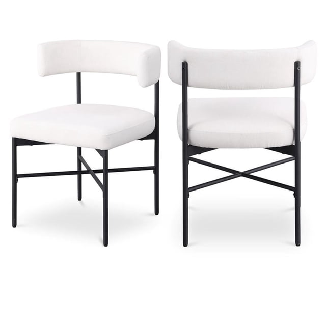 Meridian Furniture Chaise de Salle à Manger en Tissu Texturé en Lin Crème Rivage (Ensemble de 2)