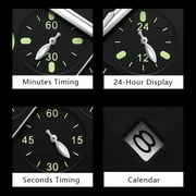 Poedagar Simple Leather Strap Men's Business Waterproof Luminous Calendar Chronograph Quartz Watch